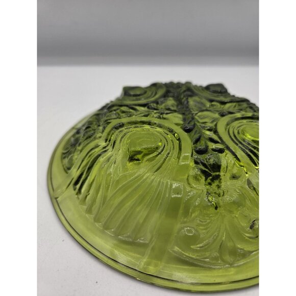 Vintage Indiana Glass Killarney Avocado Green 8" Divided Relish Dish Handle - Picture 9 of 10